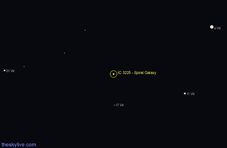 Finder chart IC 3225 - Spiral Galaxy in Virgo star