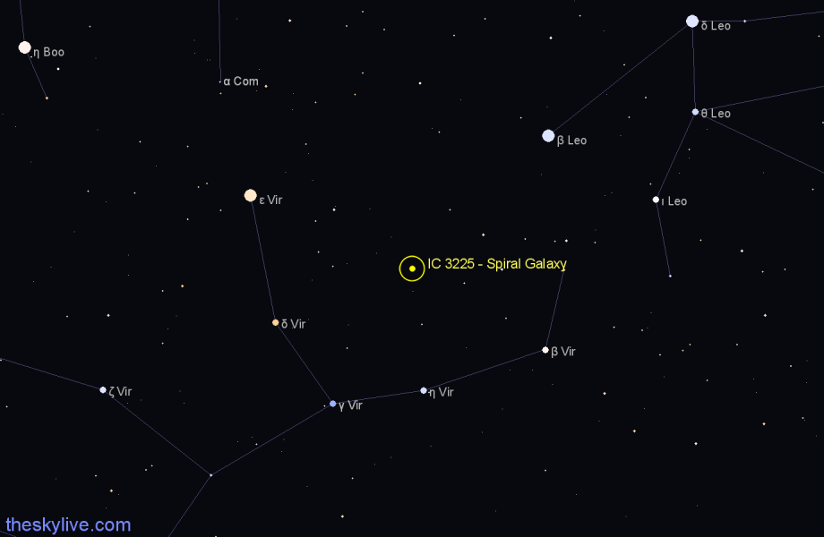 Finder chart IC 3225 - Spiral Galaxy in Virgo star