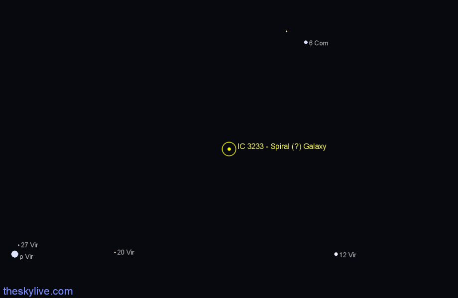 Finder chart IC 3233 - Spiral (?) Galaxy in Virgo star