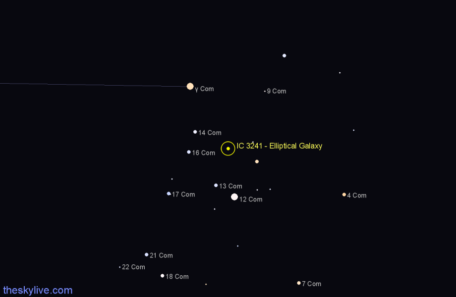 Finder chart IC 3241 - Elliptical Galaxy in Coma Berenices star