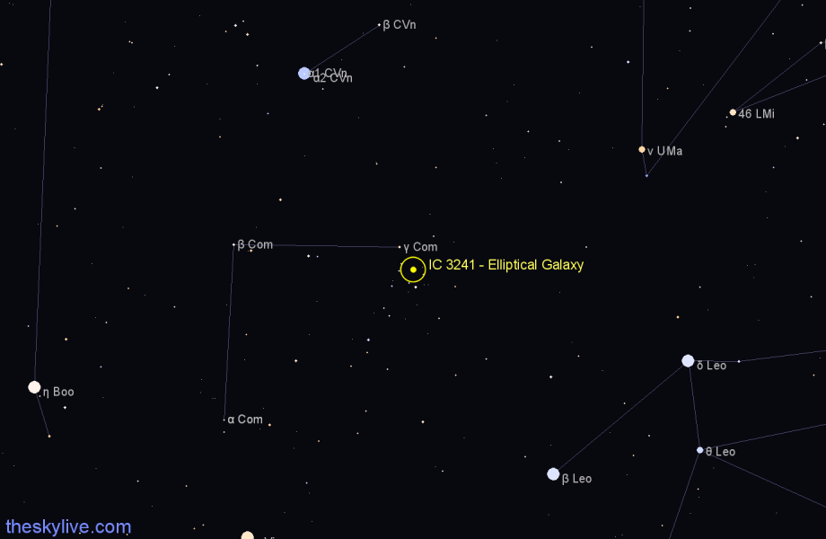 Finder chart IC 3241 - Elliptical Galaxy in Coma Berenices star