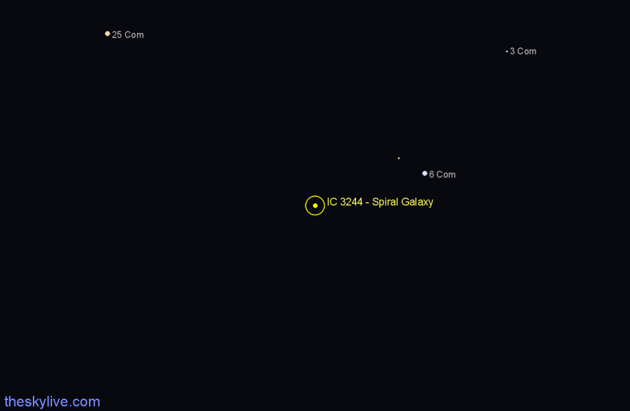 Finder chart IC 3244 - Spiral Galaxy in Coma Berenices star