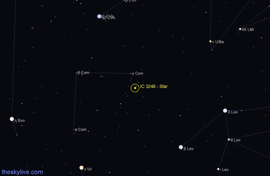 Finder chart IC 3248 - Star in Coma Berenices star