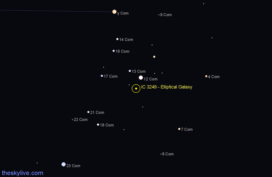 Finder chart IC 3249 - Elliptical Galaxy in Coma Berenices star