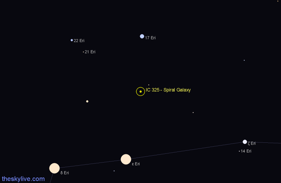 Finder chart IC 325 - Spiral Galaxy in Eridanus star