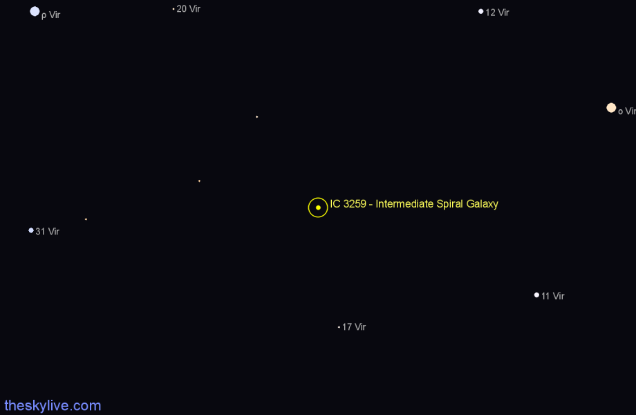 Finder chart IC 3259 - Intermediate Spiral Galaxy in Virgo star