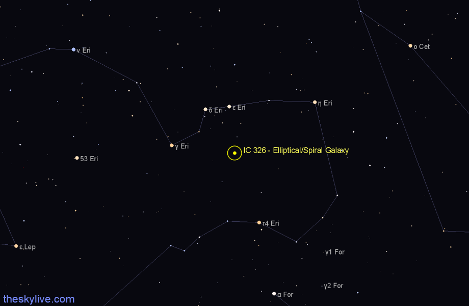 Finder chart IC 326 - Elliptical/Spiral Galaxy in Eridanus star