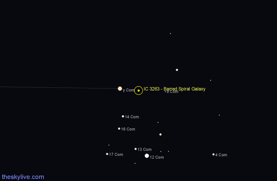 Finder chart IC 3263 - Barred Spiral Galaxy in Coma Berenices star