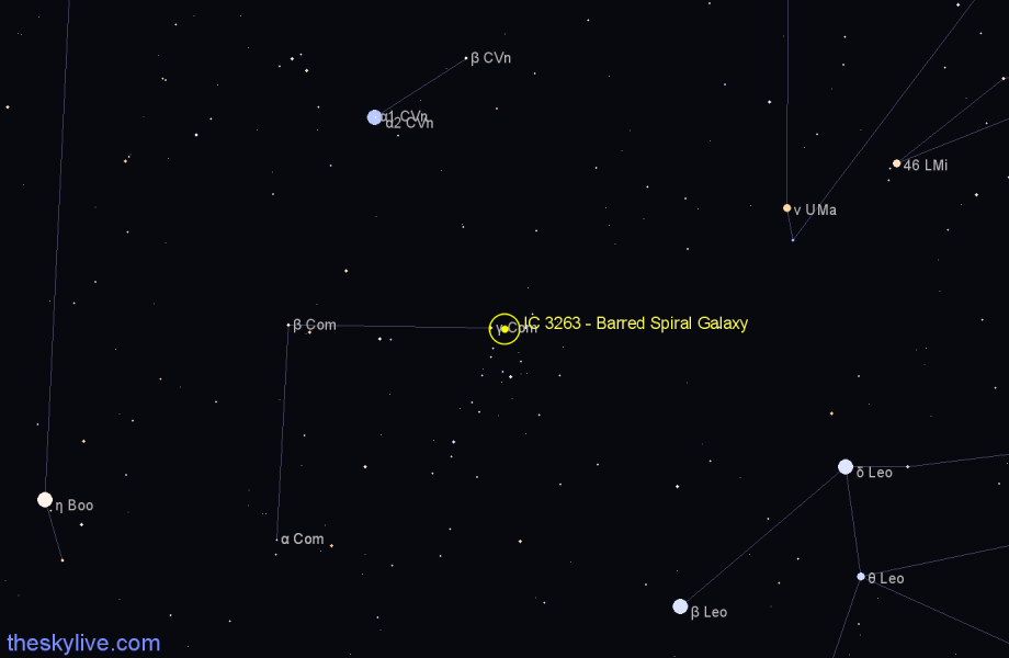 Finder chart IC 3263 - Barred Spiral Galaxy in Coma Berenices star