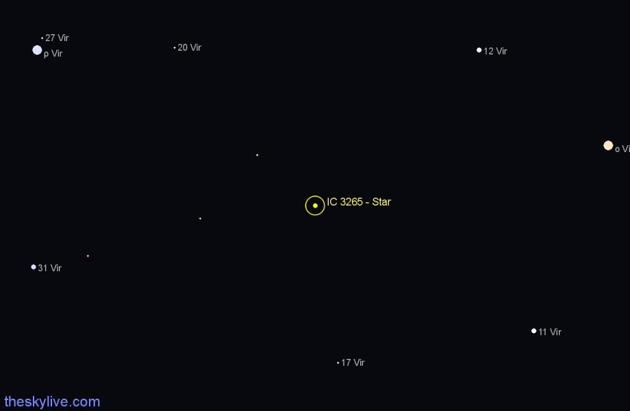Finder chart IC 3265 - Star in Virgo star