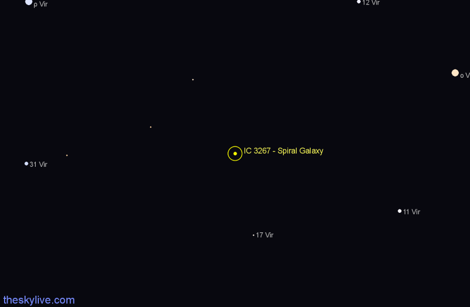 Finder chart IC 3267 - Spiral Galaxy in Virgo star