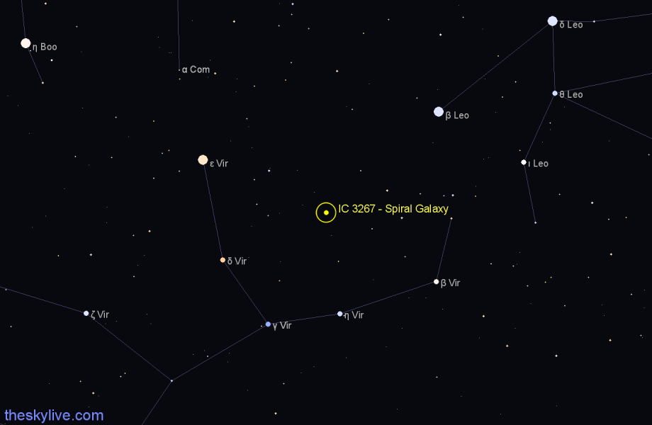 Finder chart IC 3267 - Spiral Galaxy in Virgo star