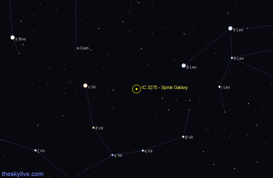 Finder chart IC 3275 - Spiral Galaxy in Virgo star
