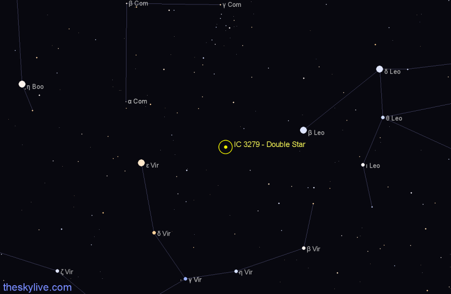 Finder chart IC 3279 - Double Star in Virgo star