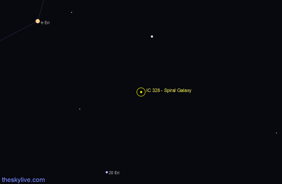 Finder chart IC 328 - Spiral Galaxy in Eridanus star