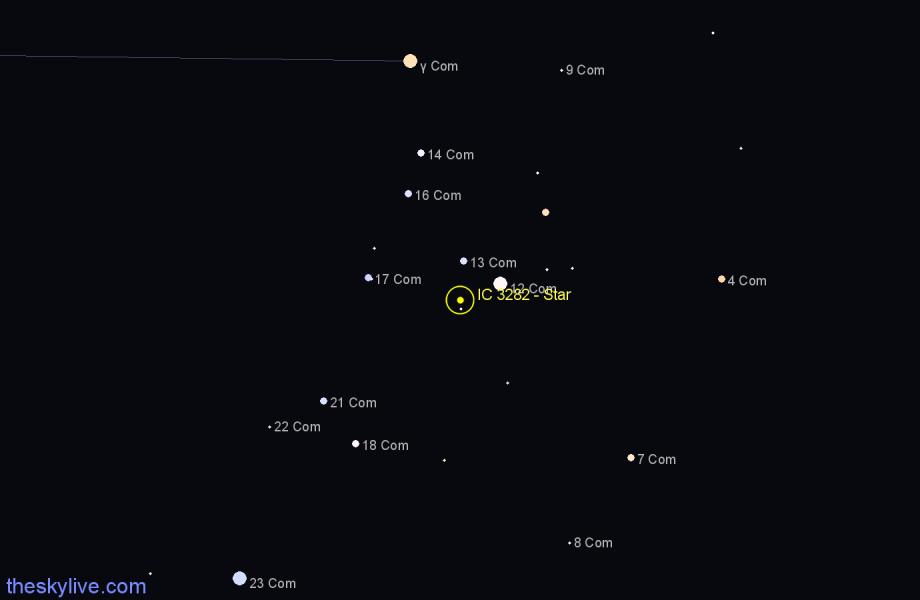 Finder chart IC 3282 - Star in Coma Berenices star