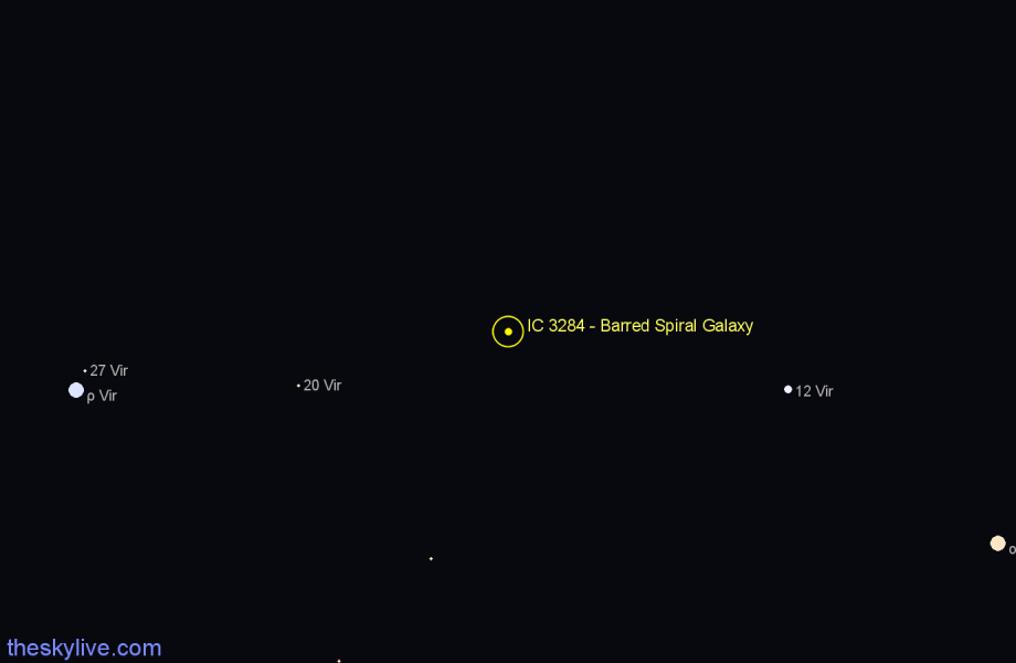 Finder chart IC 3284 - Barred Spiral Galaxy in Virgo star