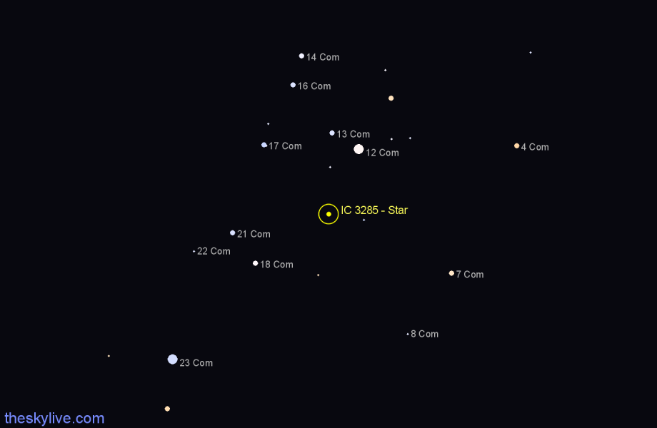 Finder chart IC 3285 - Star in Coma Berenices star