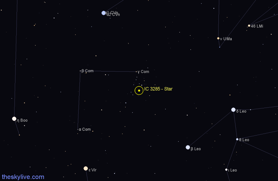 Finder chart IC 3285 - Star in Coma Berenices star