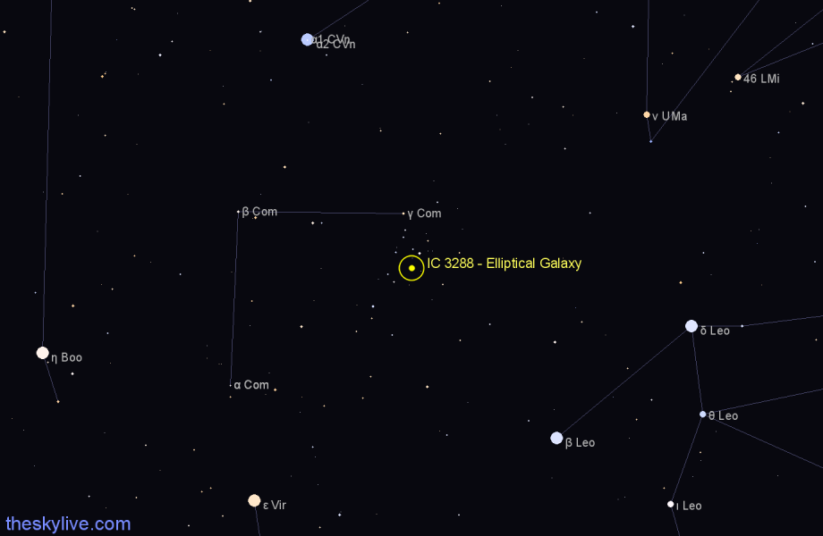 Finder chart IC 3288 - Elliptical Galaxy in Coma Berenices star