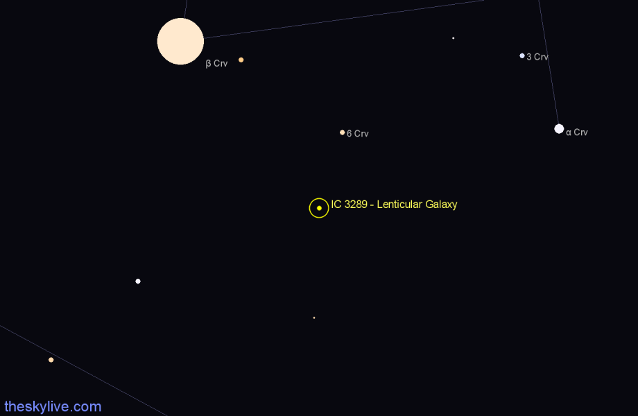 Finder chart IC 3289 - Lenticular Galaxy in Hydra star