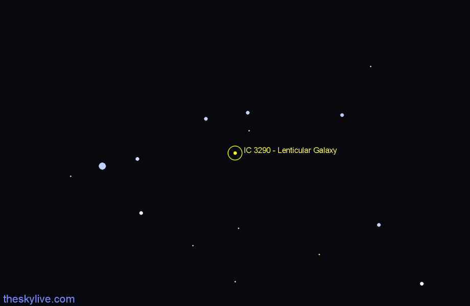 Finder chart IC 3290 - Lenticular Galaxy in Centaurus star