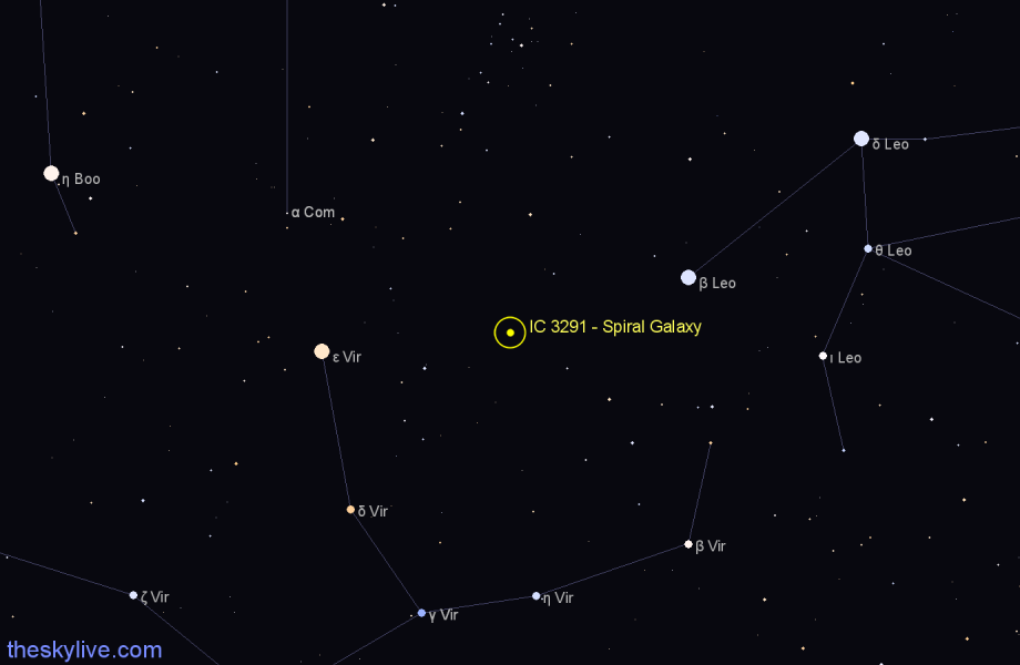 Finder chart IC 3291 - Spiral Galaxy in Virgo star