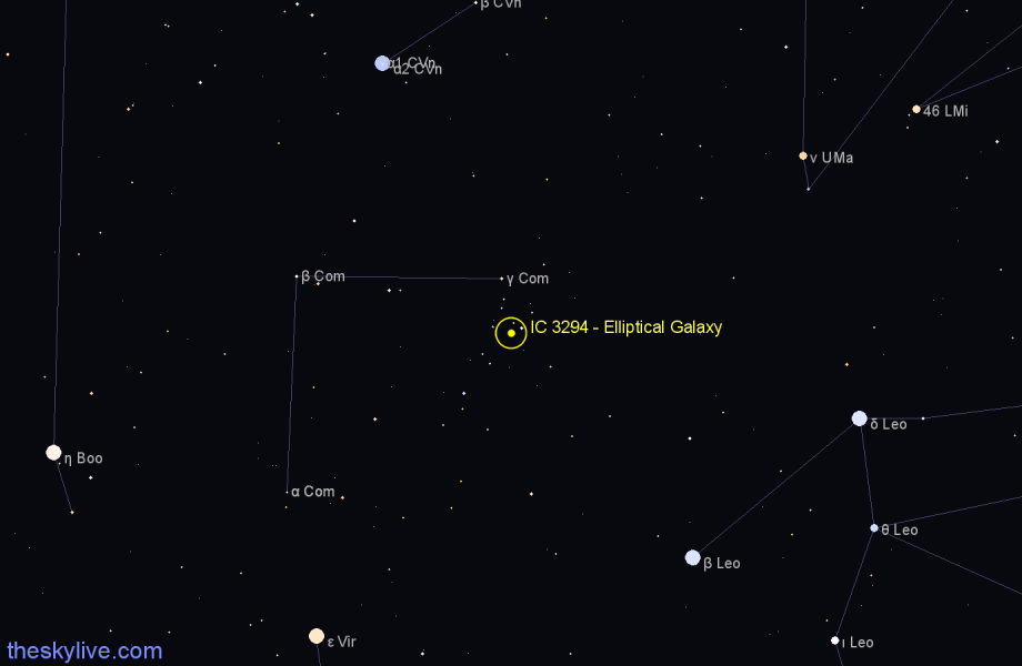 Finder chart IC 3294 - Elliptical Galaxy in Coma Berenices star