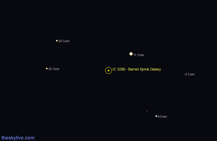 Finder chart IC 3298 - Barred Spiral Galaxy in Coma Berenices star