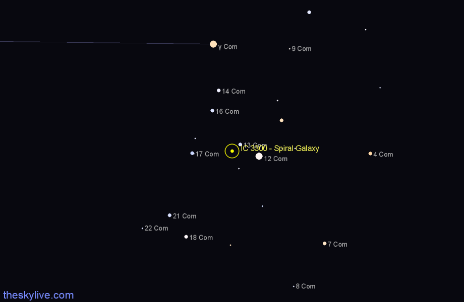 Finder chart IC 3300 - Spiral Galaxy in Coma Berenices star