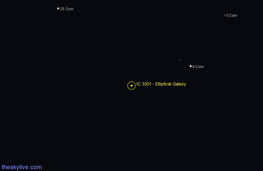 Finder chart IC 3301 - Elliptical Galaxy in Coma Berenices star