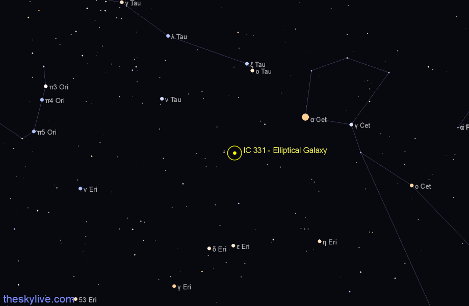 Finder chart IC 331 - Elliptical Galaxy in Taurus star