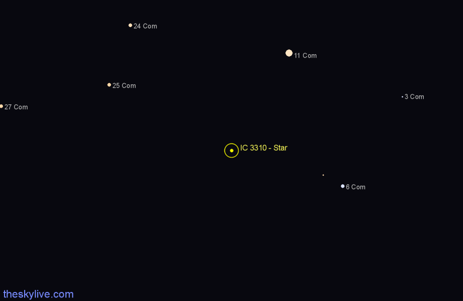 Finder chart IC 3310 - Star in Coma Berenices star