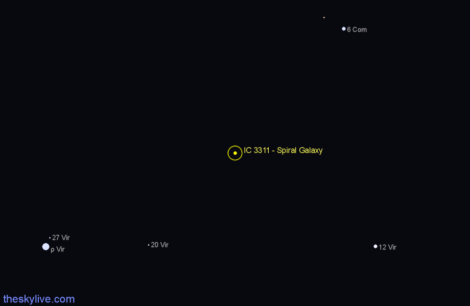 Finder chart IC 3311 - Spiral Galaxy in Virgo star