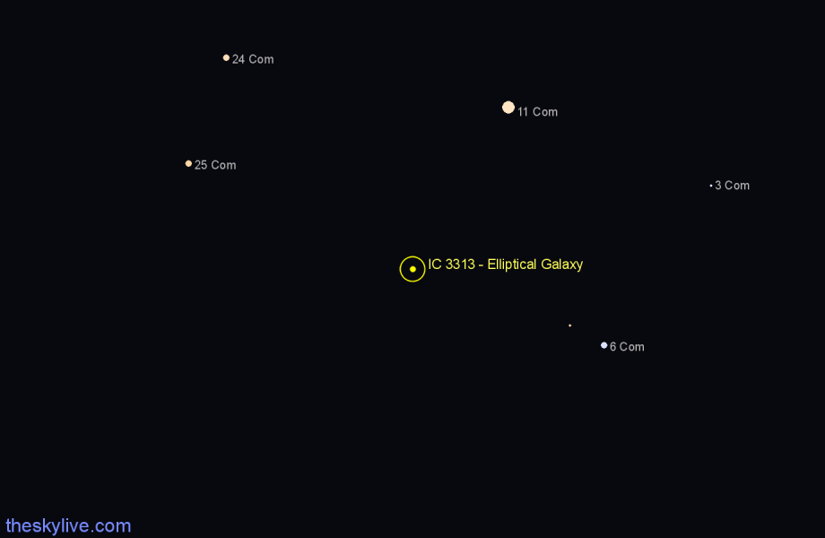 Finder chart IC 3313 - Elliptical Galaxy in Coma Berenices star