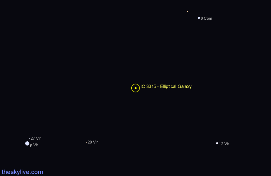 Finder chart IC 3315 - Elliptical Galaxy in Virgo star