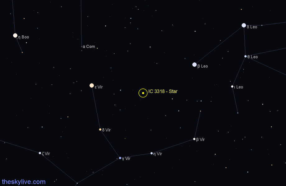 Finder chart IC 3318 - Star in Virgo star