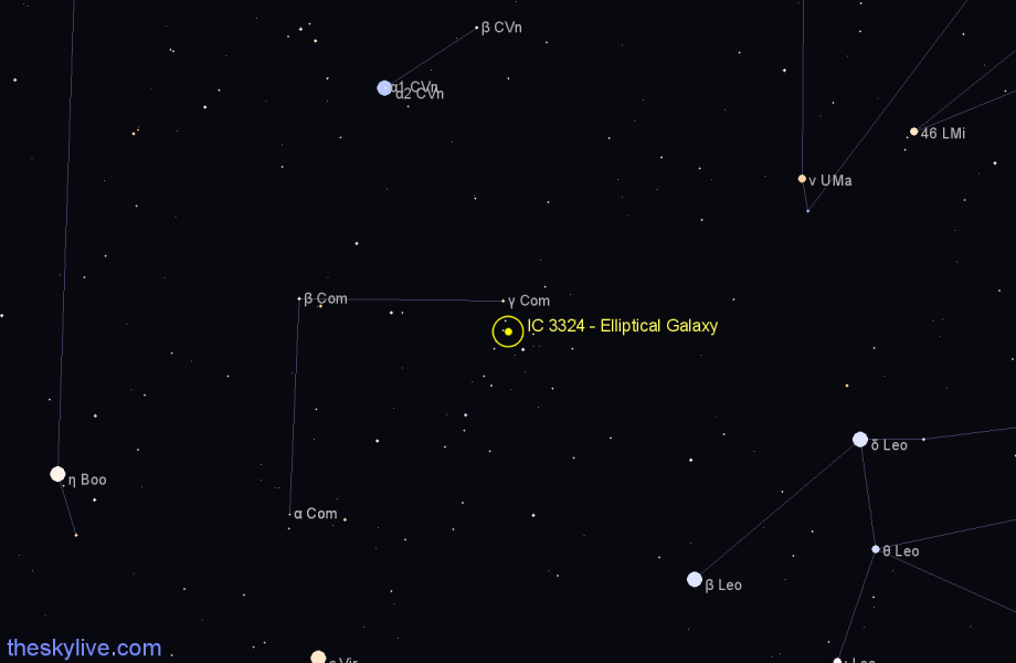 Finder chart IC 3324 - Elliptical Galaxy in Coma Berenices star