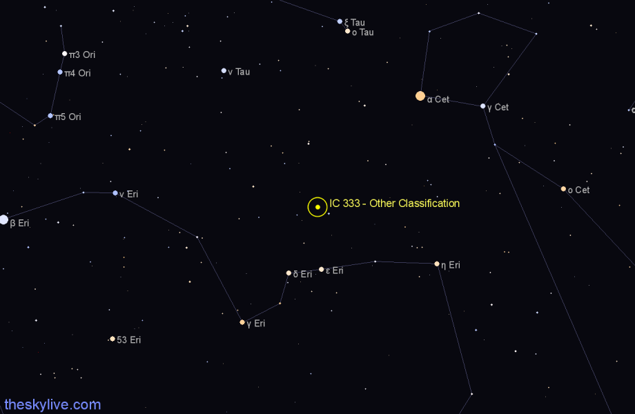 Finder chart IC 333 - Other Classification in Eridanus star