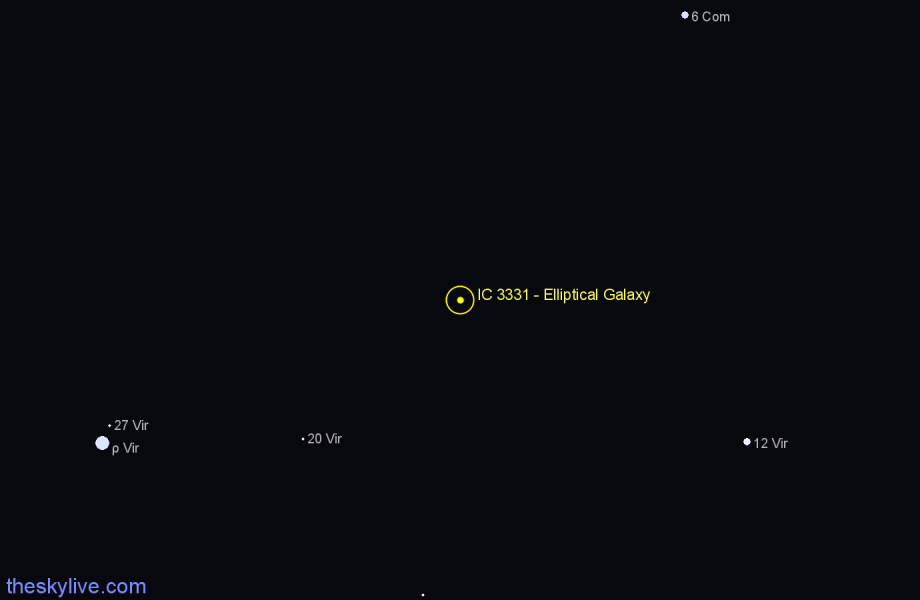 Finder chart IC 3331 - Elliptical Galaxy in Virgo star