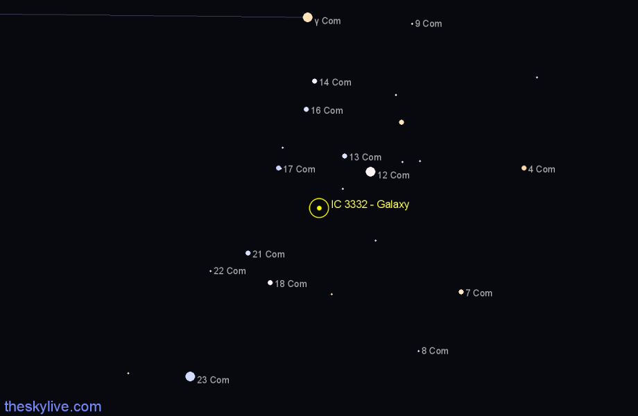 Finder chart IC 3332 - Galaxy in Coma Berenices star