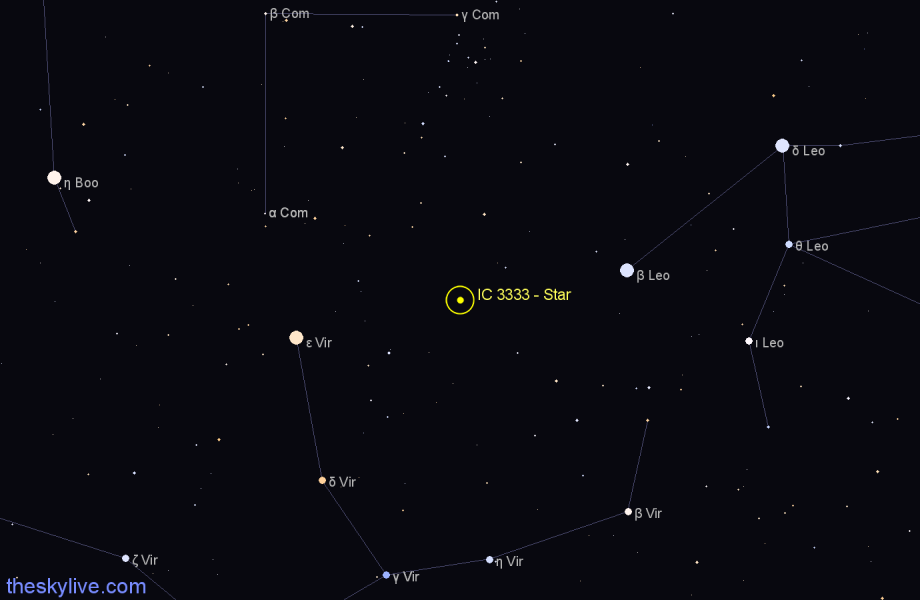 Finder chart IC 3333 - Star in Virgo star