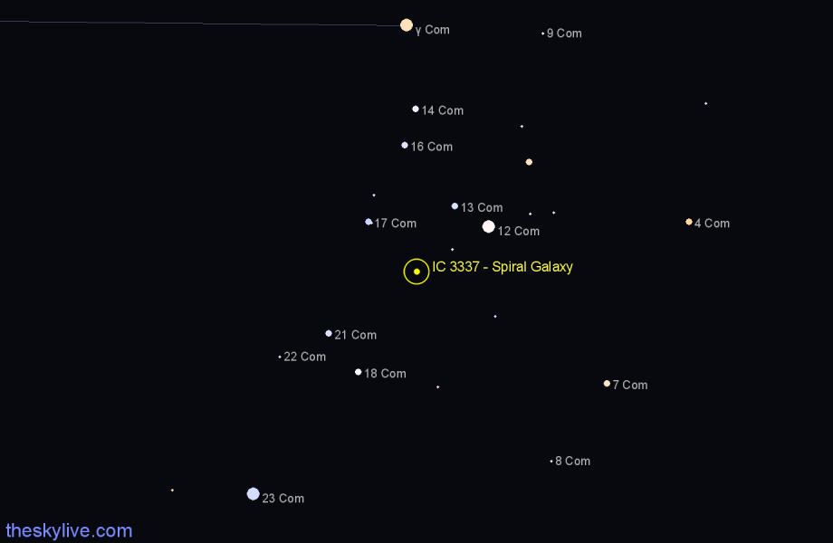 Finder chart IC 3337 - Spiral Galaxy in Coma Berenices star