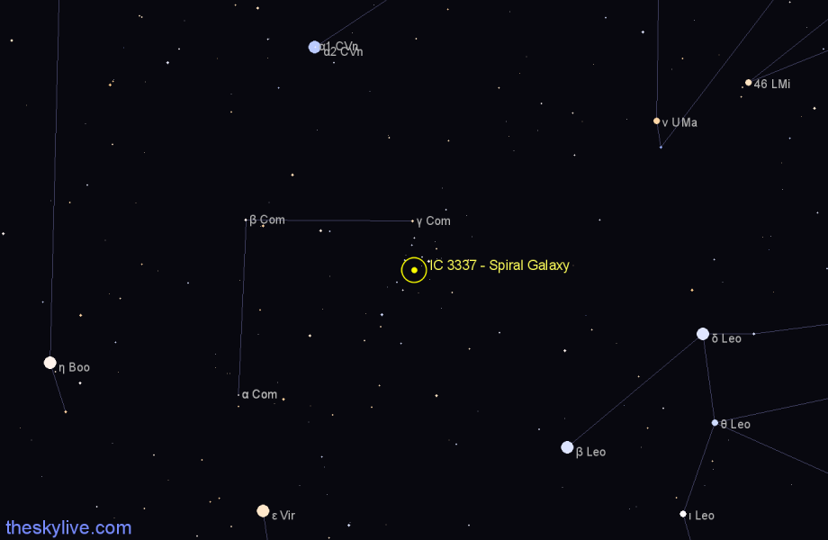 Finder chart IC 3337 - Spiral Galaxy in Coma Berenices star