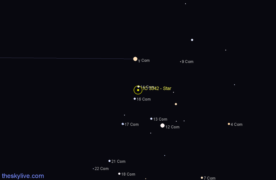 Finder chart IC 3342 - Star in Coma Berenices star