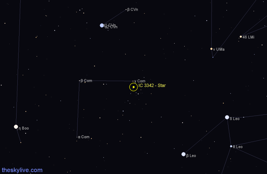 Finder chart IC 3342 - Star in Coma Berenices star