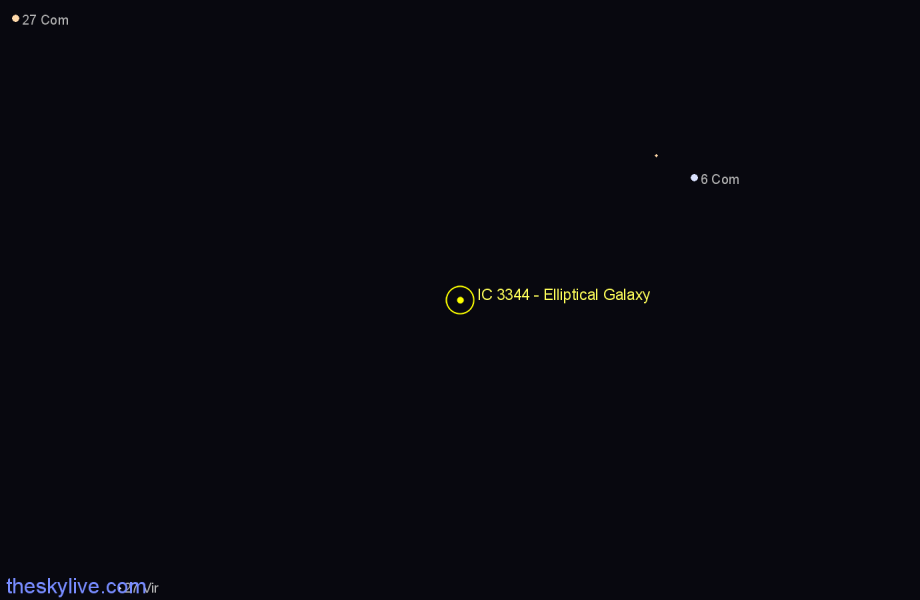 Finder chart IC 3344 - Elliptical Galaxy in Coma Berenices star