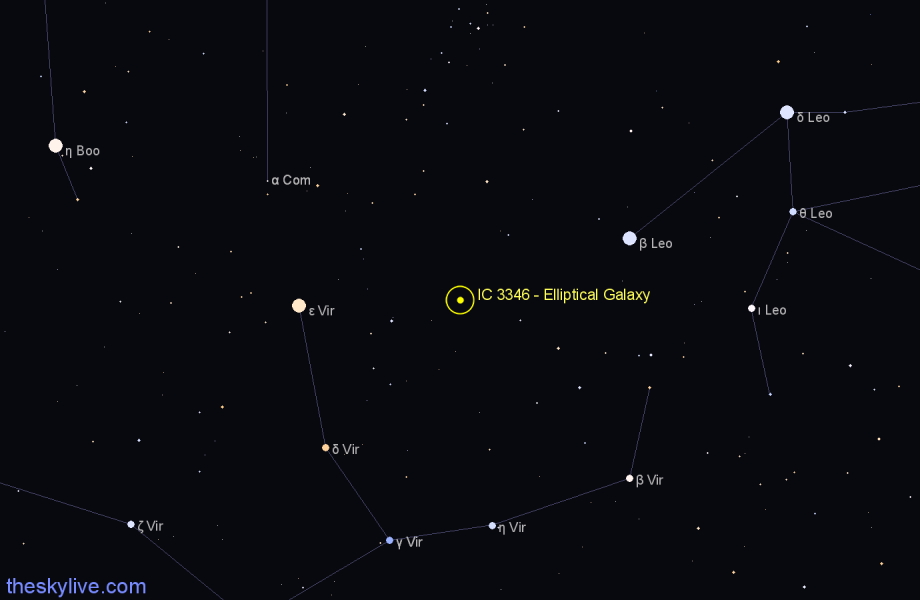 Finder chart IC 3346 - Elliptical Galaxy in Virgo star