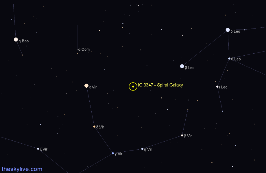 Finder chart IC 3347 - Spiral Galaxy in Virgo star