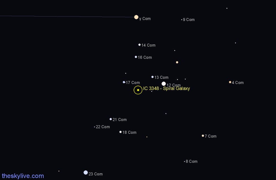 Finder chart IC 3348 - Spiral Galaxy in Coma Berenices star